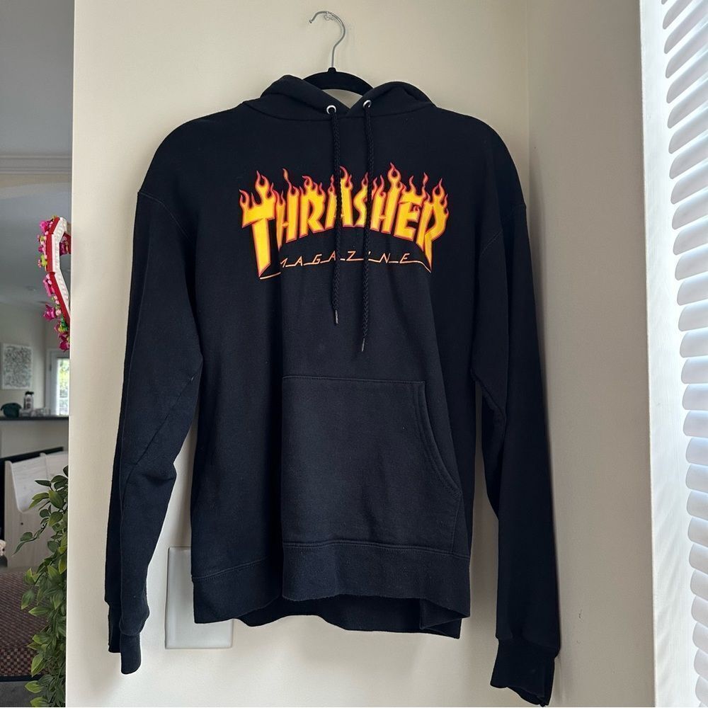 Thrasher Black Flame oversized skater Hoodie